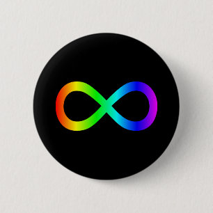 Oneindigheidssymbool van de regenboog ronde button 5,7 cm