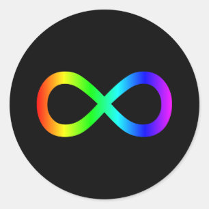 Oneindigheidssymbool van de regenboog ronde sticker
