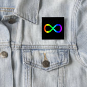 Oneindigheidssymbool van de regenboog vierkante button 5,1 cm (In situ)