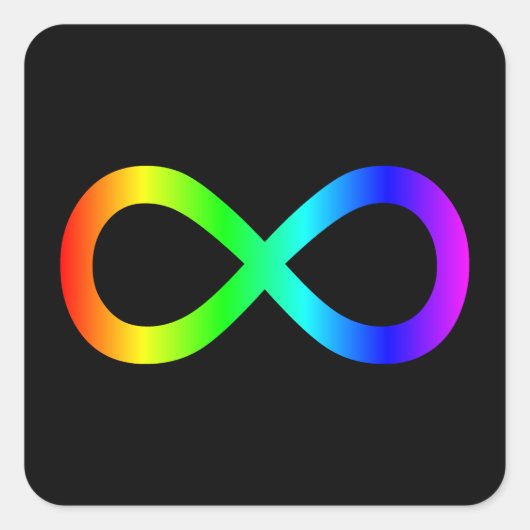 Oneindigheidssymbool van de regenboog vierkante sticker (Voorkant)