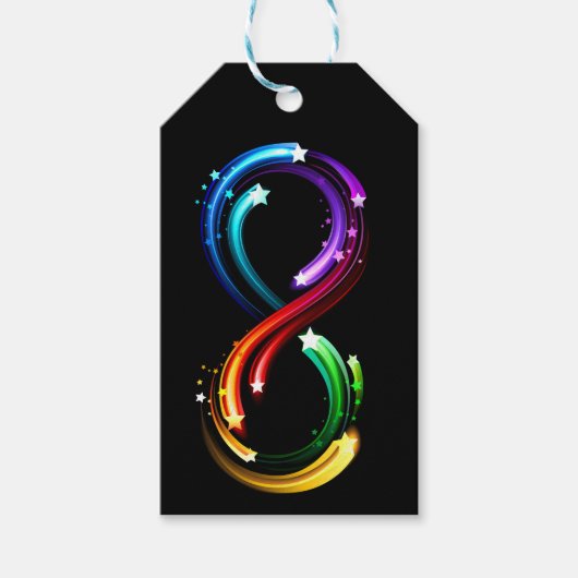 Oneindigheidssymbool van regenboogkometen cadeaulabel (Voorkant)
