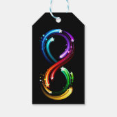 Oneindigheidssymbool van regenboogkometen cadeaulabel (Achterkant)
