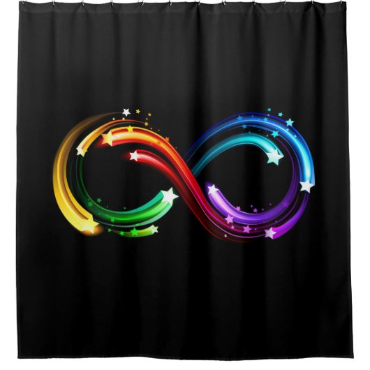 Oneindigheidssymbool van regenboogkometen douchegordijn (Voorkant)