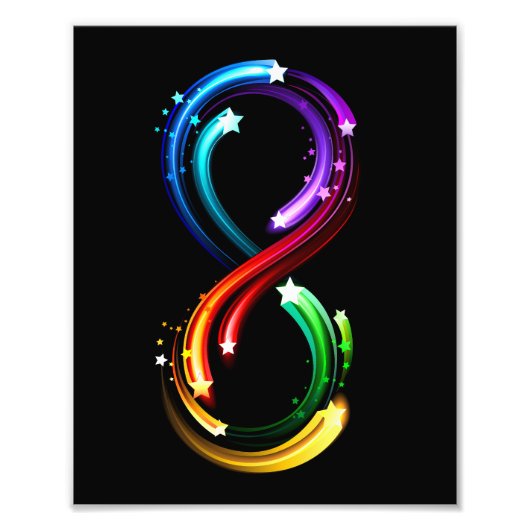 Oneindigheidssymbool van regenboogkometen foto afdruk (Voorkant)