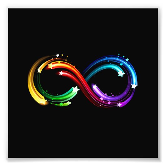 Oneindigheidssymbool van regenboogkometen foto afdruk (Voorkant)
