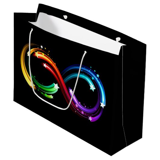 Oneindigheidssymbool van regenboogkometen groot cadeauzakje (Voorkant Gekanteld)