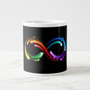 Oneindigheidssymbool van regenboogkometen grote koffiekop