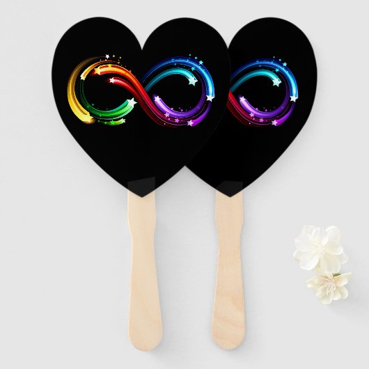 Oneindigheidssymbool van regenboogkometen handwaaier (Voorkant en achterkant)