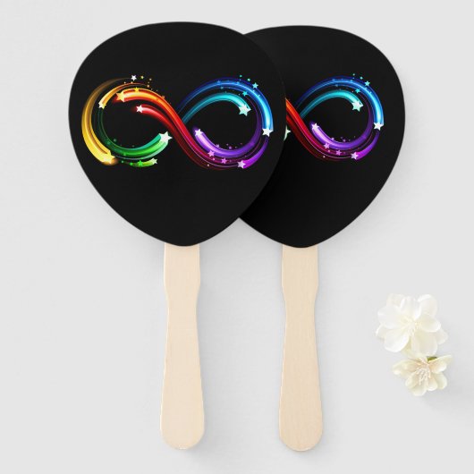 Oneindigheidssymbool van regenboogkometen handwaaier (Voorkant en achterkant)