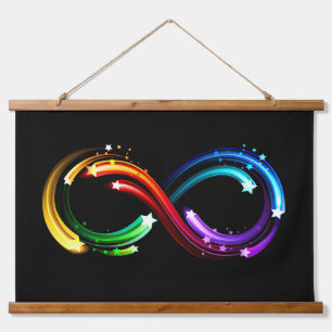 Oneindigheidssymbool van regenboogkometen hangend wandkleed