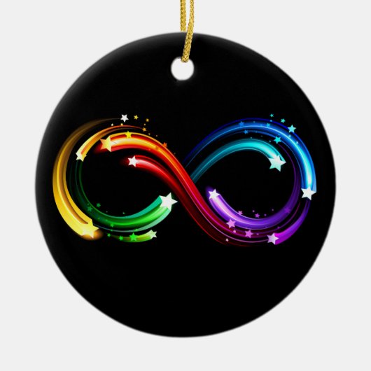 Oneindigheidssymbool van regenboogkometen keramisch ornament (Voorkant)