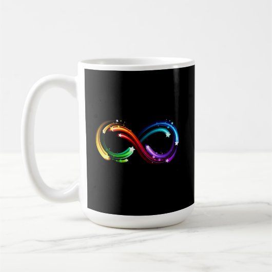 Oneindigheidssymbool van regenboogkometen koffiemok (Links)