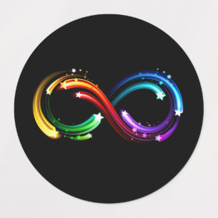 Oneindigheidssymbool van regenboogkometen labels