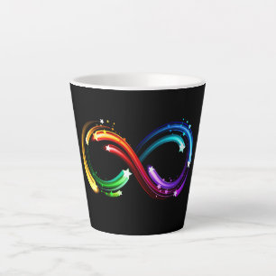 Oneindigheidssymbool van regenboogkometen latte mok