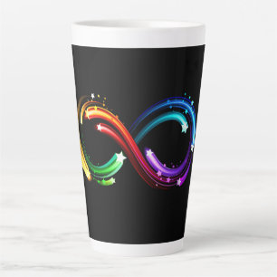 Oneindigheidssymbool van regenboogkometen latte mok
