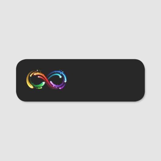 Oneindigheidssymbool van regenboogkometen naamplaatje (Voorkant)