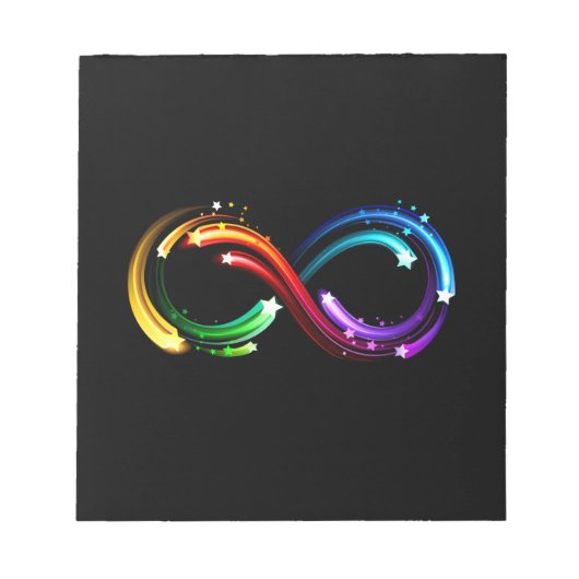 Oneindigheidssymbool van regenboogkometen notitieblok (Voorkant)