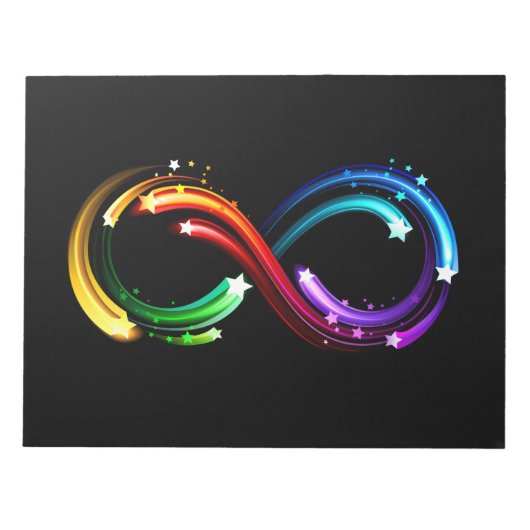 Oneindigheidssymbool van regenboogkometen notitieblok (Voorkant)