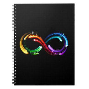 Oneindigheidssymbool van regenboogkometen notitieboek