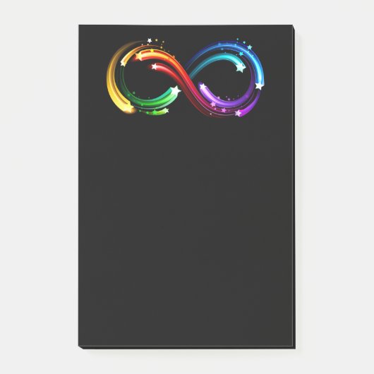 Oneindigheidssymbool van regenboogkometen post-it® notes (Voorkant)
