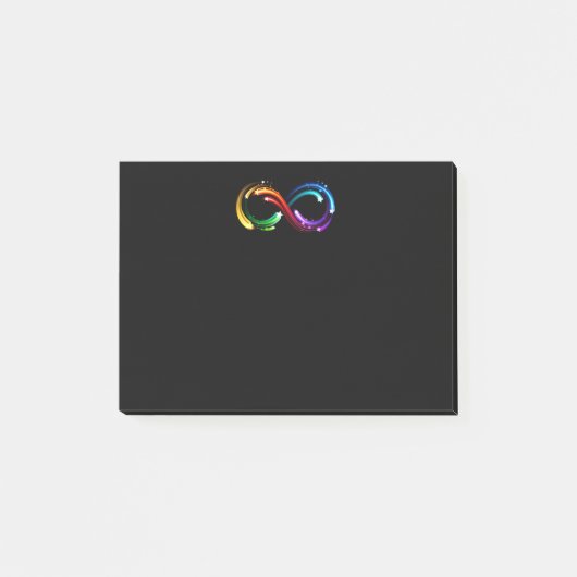 Oneindigheidssymbool van regenboogkometen post-it® notes (Voorkant)