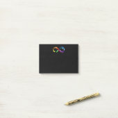 Oneindigheidssymbool van regenboogkometen post-it® notes (Op bureau)