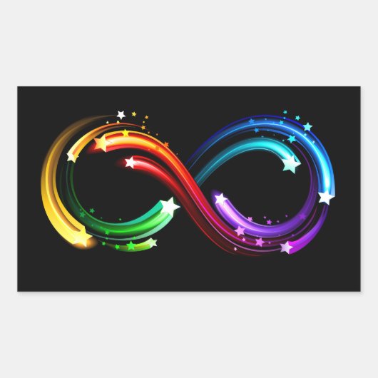 Oneindigheidssymbool van regenboogkometen rechthoekige sticker (Voorkant)