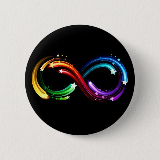 Oneindigheidssymbool van regenboogkometen ronde button 5,7 cm (Voorkant)