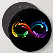 Oneindigheidssymbool van regenboogkometen ronde button 6,0 cm (Voorkant /achterkant)