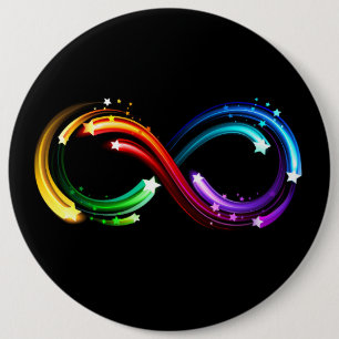 Oneindigheidssymbool van regenboogkometen ronde button 6,0 cm