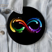 Oneindigheidssymbool van regenboogkometen ronde button 6,0 cm (In situ)