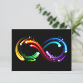 Oneindigheidssymbool van regenboogkometen save the date (Staand voorkant)