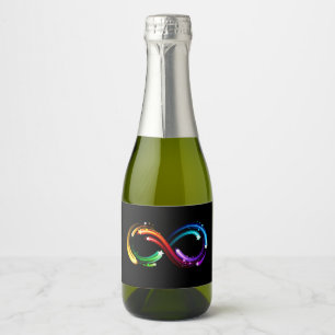 Oneindigheidssymbool van regenboogkometen sparkling wijnetiket