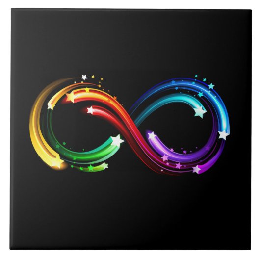 Oneindigheidssymbool van regenboogkometen tegeltje (Voorkant)