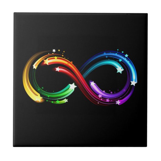 Oneindigheidssymbool van regenboogkometen tegeltje (Voorkant)