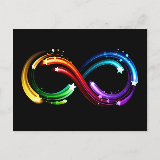 Oneindigheidssymbool van regenboogkometen uitnodiging briefkaart (Voorkant)