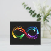 Oneindigheidssymbool van regenboogkometen uitnodiging briefkaart (Staand voorkant)