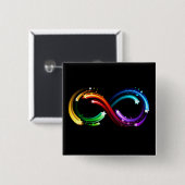 Oneindigheidssymbool van regenboogkometen vierkante button 5,1 cm (Voorkant /achterkant)