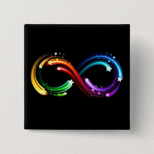 Oneindigheidssymbool van regenboogkometen vierkante button 5,1 cm (Voorkant)