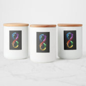 Oneindigheidssymbool van regenboogkometen voedselcontainer etiket (Flessen)