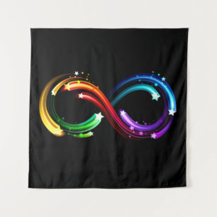 Oneindigheidssymbool van regenboogkometen wandkleed