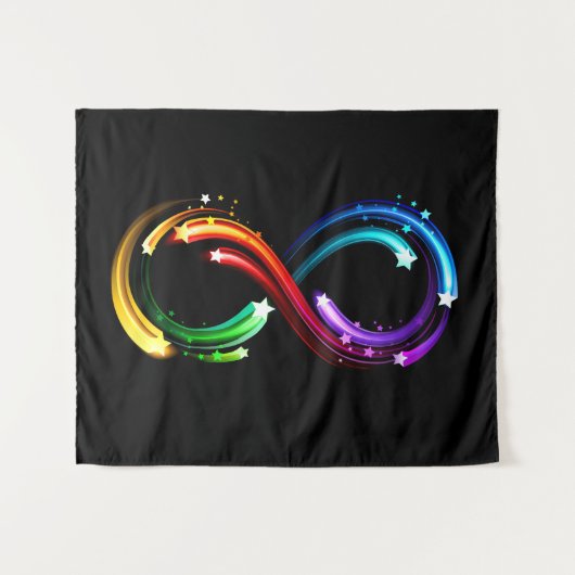 Oneindigheidssymbool van regenboogkometen wandkleed (Voorkant (horizontaal))
