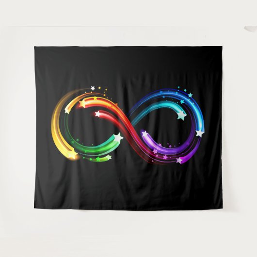 Oneindigheidssymbool van regenboogkometen wandkleed (Voorkant (horizontaal))