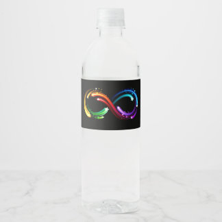Oneindigheidssymbool van regenboogkometen waterfles etiket