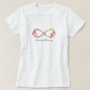 Oneindigheidssymbool Waterverf Roze Bloeiende Bloe T-shirt