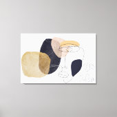 Oneline faceart met abstracte kleurrijke vormen canvas afdruk (Voorkant)