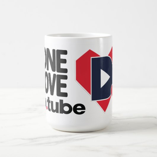 OneLoveDTube Large Text & Heart Koffiemok (Center)
