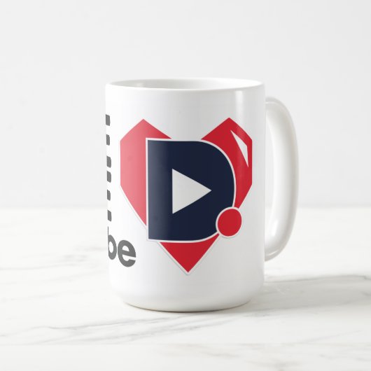 OneLoveDTube Large Text & Heart Koffiemok (Voorkant rechts)