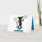 Onenthousiaste kerstkat feestdagen kaart (Achterkant)