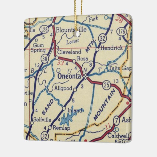 Oneonta AL  Map Keramisch Ornament (Links)